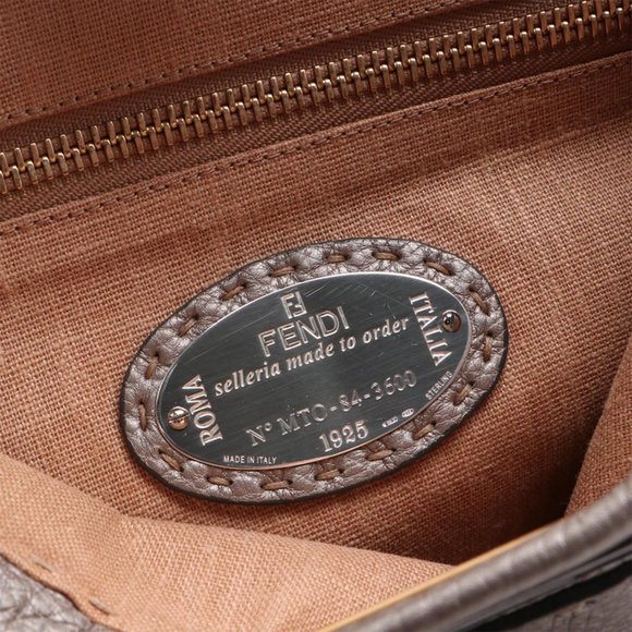 Fendi Medium Gray Leather Selleria Peekaboo Bag - Picture 10 of 14